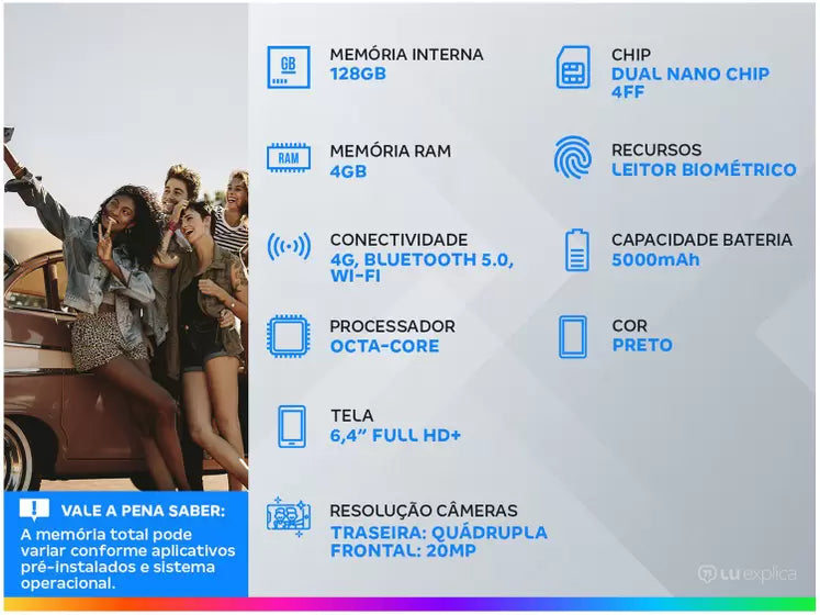 Smartphone Samsung Galaxy A32 128GB Preto 4G - 4GB RAM Tela 6,4” Câm. Quádrupla + Selfie 20MP