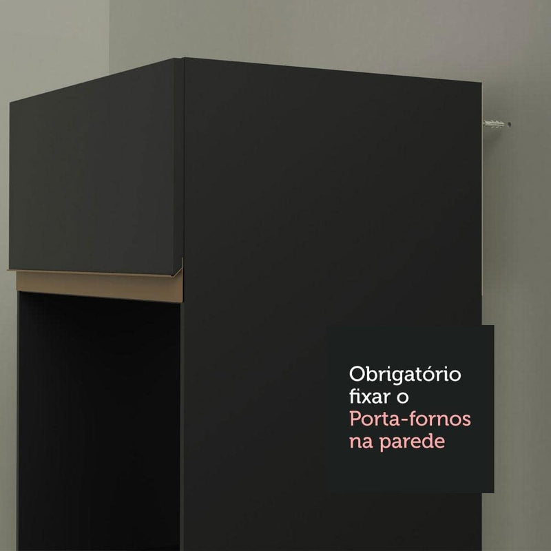 Cozinha Completa Madesa Reims Xc260001 com Armário, Balcão e Tampo - Preto