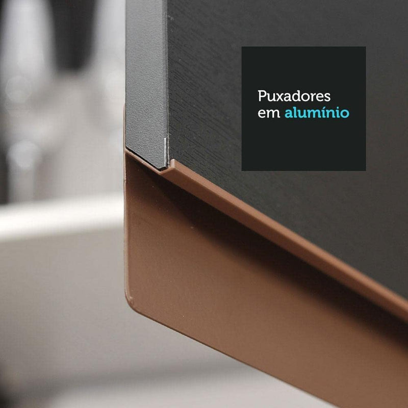 Cozinha Completa Madesa Reims Xc260001 com Armário, Balcão e Tampo - Preto