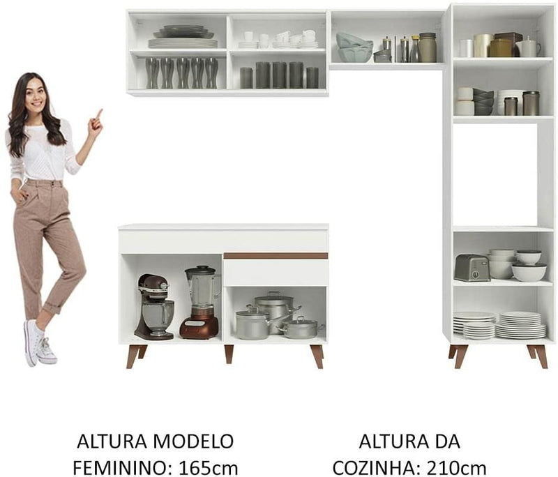 Cozinha Completa Madesa Reims Xa250003 com Armário e Balcão - Branco