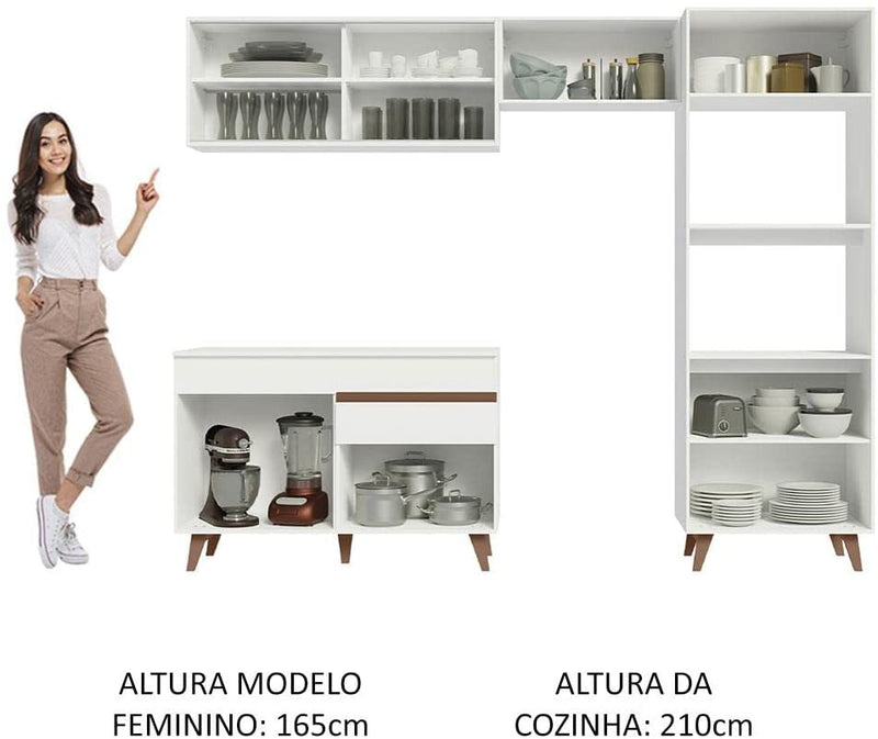 Cozinha Completa Madesa Reims Xc260001 com Armário, Balcão e Tampo - Branco