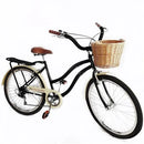 Bicicleta aro 26 retrô 6v cesta de vime bagageiro Preto bg