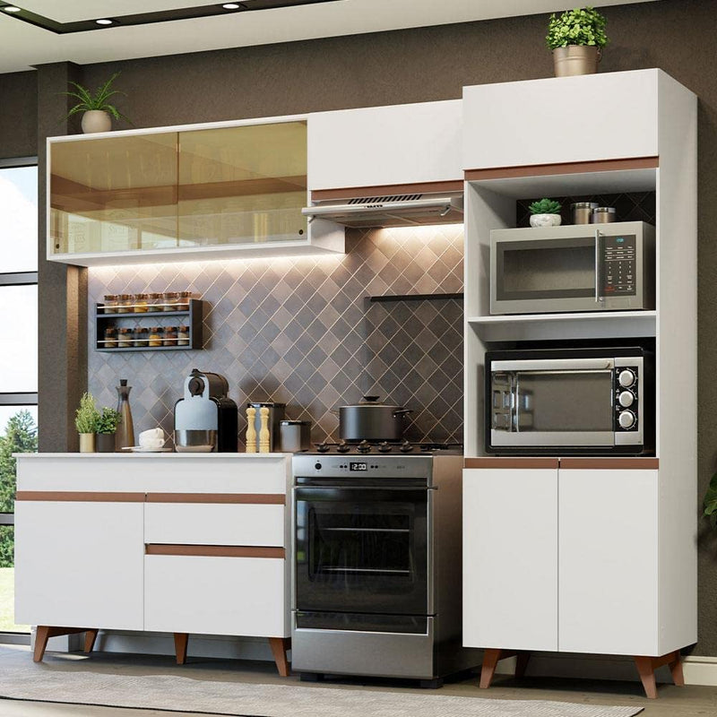 Cozinha Completa Madesa Reims Xc260001 com Armário, Balcão e Tampo - Branco