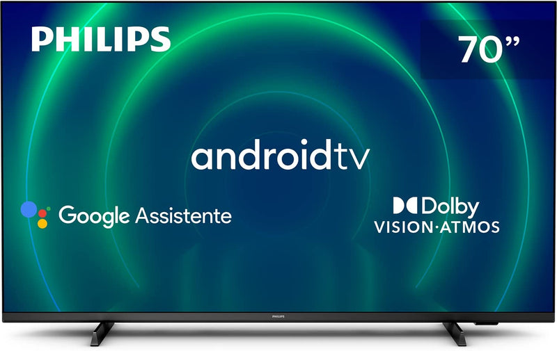 PHILIPS Android TV 70" 4K 70PUG7406/78, Google Assistant Built-in, Comando de Voz, Dolby Vision/Atmos, VRR/ALLM, Bluetooth 5.0