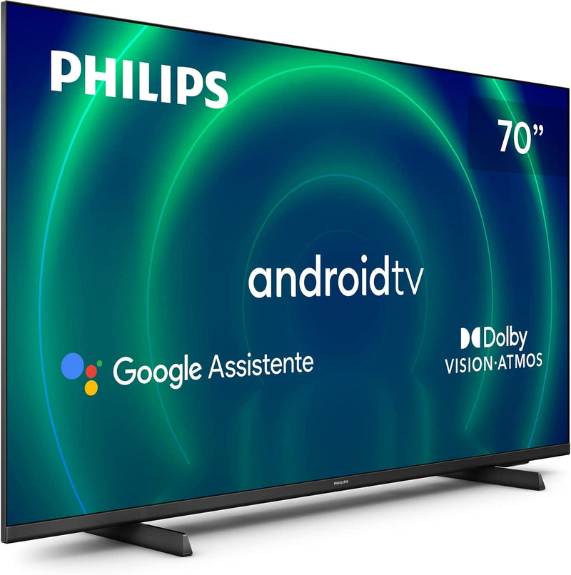 PHILIPS Android TV 70" 4K 70PUG7406/78, Google Assistant Built-in, Comando de Voz, Dolby Vision/Atmos, VRR/ALLM, Bluetooth 5.0