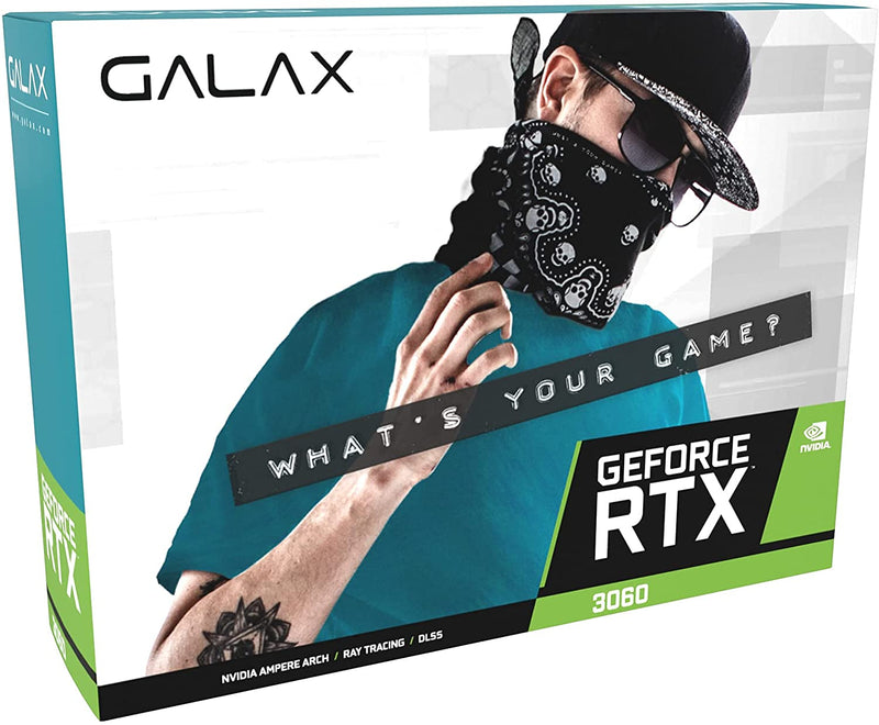 Placa de Vídeo GALAX - GeForce RTX 3060, 1-Click OC, LHR, 12GB GDDR6, DLSS, Ray Tracing