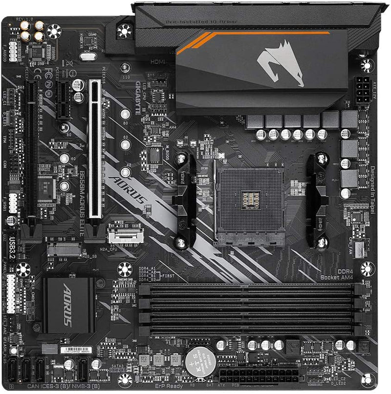 Placa Mãe Gigabyte B550M AORUS ELITE (AM4/DDR4/HDMI/M.2(PCIe,NVMe,SATA3)/VRM Solution/USB3.2) - B550M AORUS ELITE