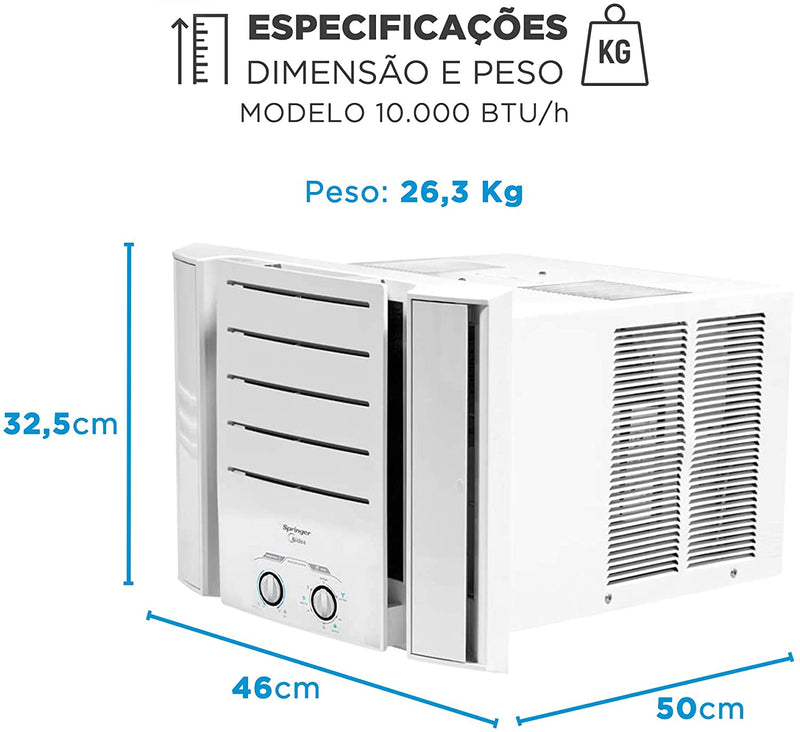 Ar Condicionado de Janela Mecânico, Springer, Branco, 10.000 BTU/h Frio, 110v, Midea