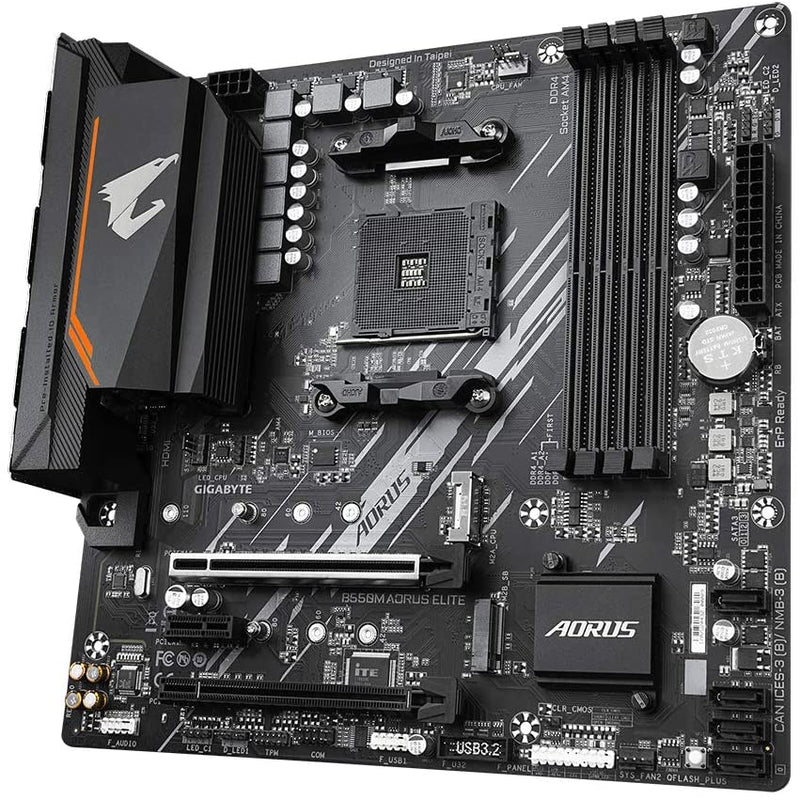Placa Mãe Gigabyte B550M AORUS ELITE (AM4/DDR4/HDMI/M.2(PCIe,NVMe,SATA3)/VRM Solution/USB3.2) - B550M AORUS ELITE