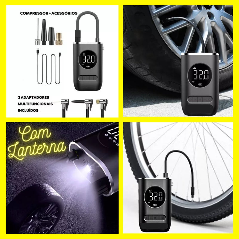 Bomba De Encher Pneu De Carro Bike Moto Eletrica Portátil