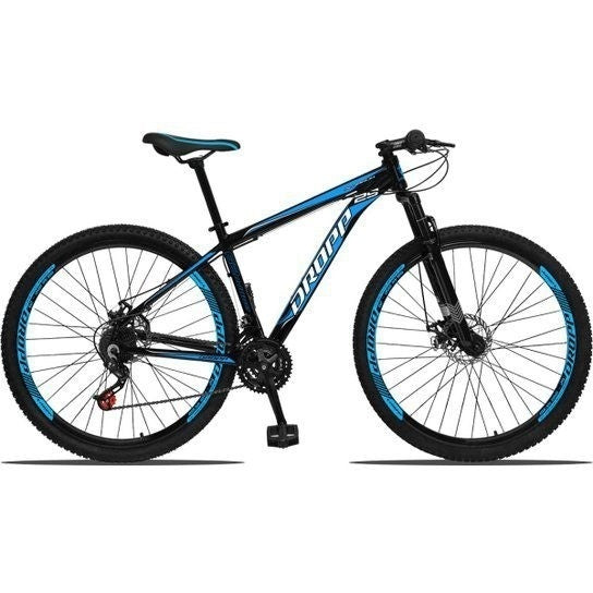 Bicicleta Aro 29 DROPP Aluminum 21 Marchas Freio a Disco Preto e Azul 21