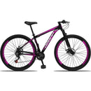 Bicicleta Aro 29 DROPP Aluminum 21 Marchas Freio a Disco Preto e Rosa 21