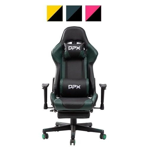 Cadeira Gamer Reclinável e Giratória com Apoio Retrátil para Pés e braço 2D Rosa e Preta GT17 – DPX