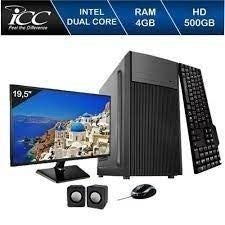 Computador ICC IV1841KM19 Intel Dual Core 4GB HD 500GB Kit Multimídia Monitor LED19,5
