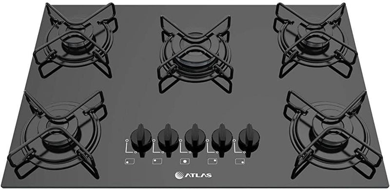 Cooktop à Gás 5 Bocas Atlas Agile Preto com Mega Chama