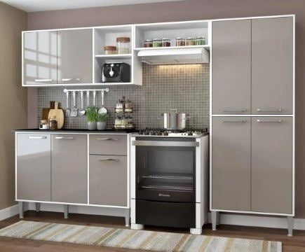 Cozinha Completa Compacta Xangai Plus Multimóveis - Branco/Fumê
