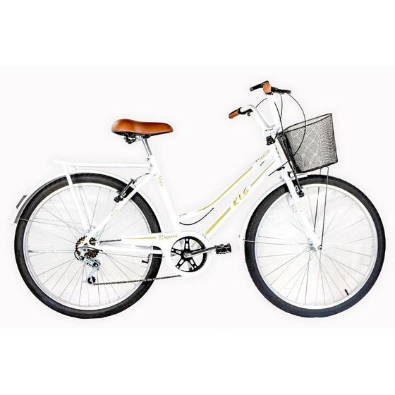 Bicicleta de Passeio kls Retro Aro 26 com Freios V-brake Branca