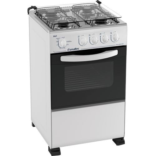 Fogão 4 Bocas de Piso Esmaltec Bali com Forno Limpa Fácil, Branco - 4080