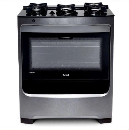 Fogão 5 Bocas Mesa De Vidro Inox Bivolt - Consul