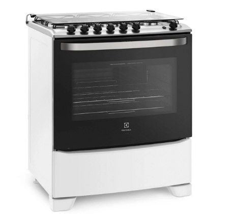 Fogão 6 Bocas Electrolux Branco Porta Full Glass 76UB6 Bivolt