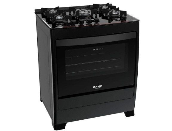 Fogão Dako Supreme Glass Preto 5 Bocas Mesa De Vidro