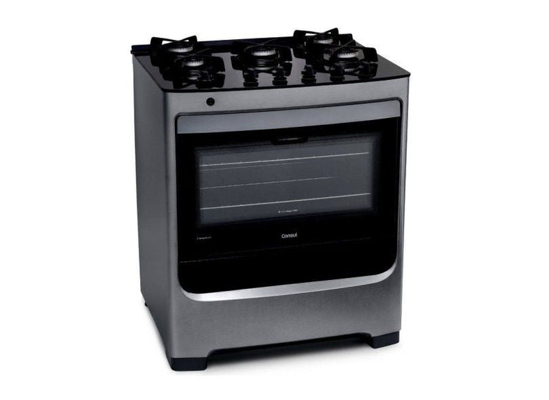 Fogão de Piso Consul CFS5V 5 bocas Mesa de Vidro Inox Bivolt