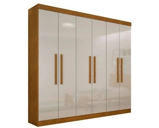Guarda-Roupa Casal Malibu 6 Pt Imbuia E Off White
