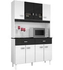 Kit Cozinha Manu 8 Portas 2 Gavetas - Branco/Preto - Poquema