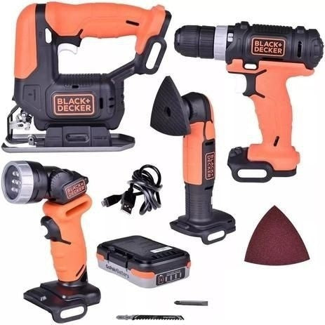 Kit Ferramentas Multifuncao 4x1 Gopak 12v Bateria Black & Decker Bdck502c1-b3
