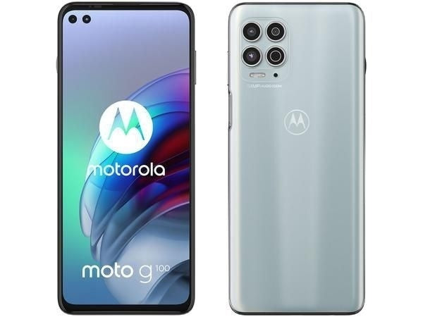 Smartphone Motorola G100 256GB 5G Wi-Fi Tela 6.7'' Dual Chip 12GB RAM Câmera Tripla + Selfie 16MP + 8MP - Luminous Sky
